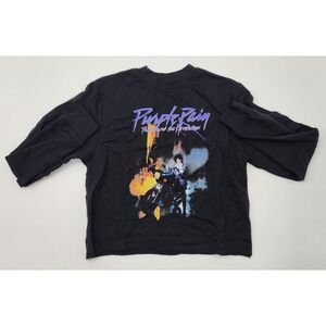 WOMENS‎ PRINC PURPLE RAIN LONG SLEEVED CROPPED TSHIRT XS